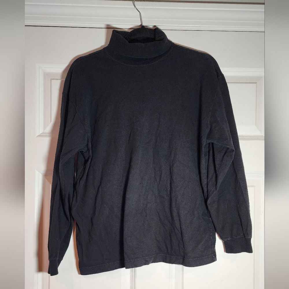 Liz & Co Black Cotton Turtleneck Top M